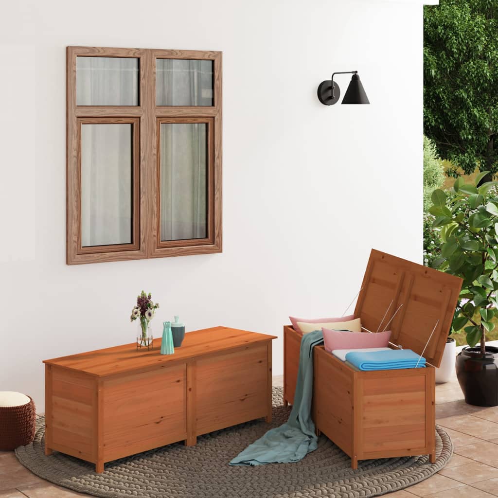 vidaXL Outdoor-Kissenbox Braun 150x50x56 cm Massivholz Tanne