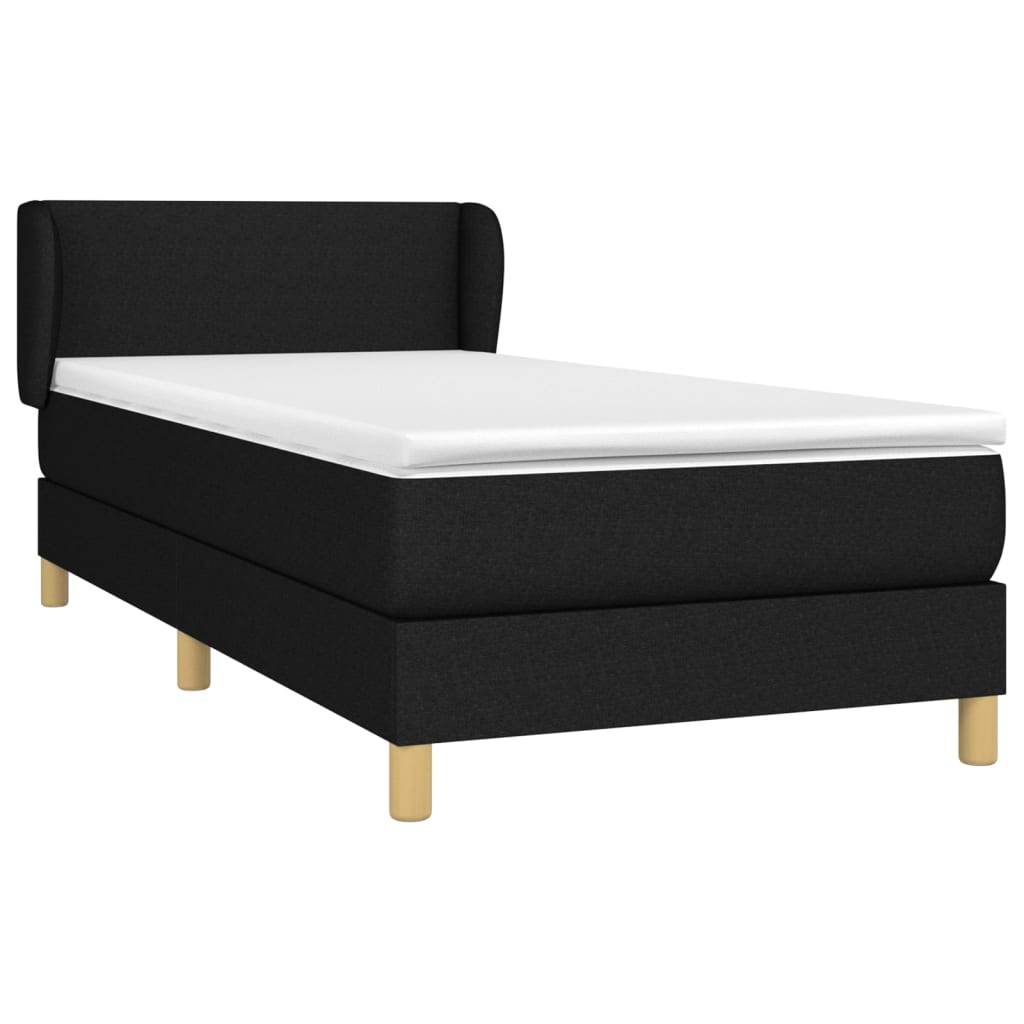 vidaXL Boxspringbett mit Matratze Schwarz 80x200 cm Stoff