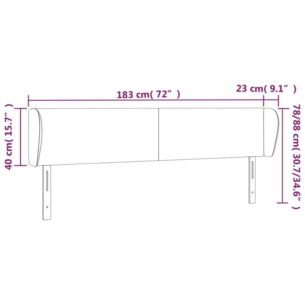 vidaXL Kopfteil mit Ohren Schwarz 183x23x78/88 cm Kunstleder