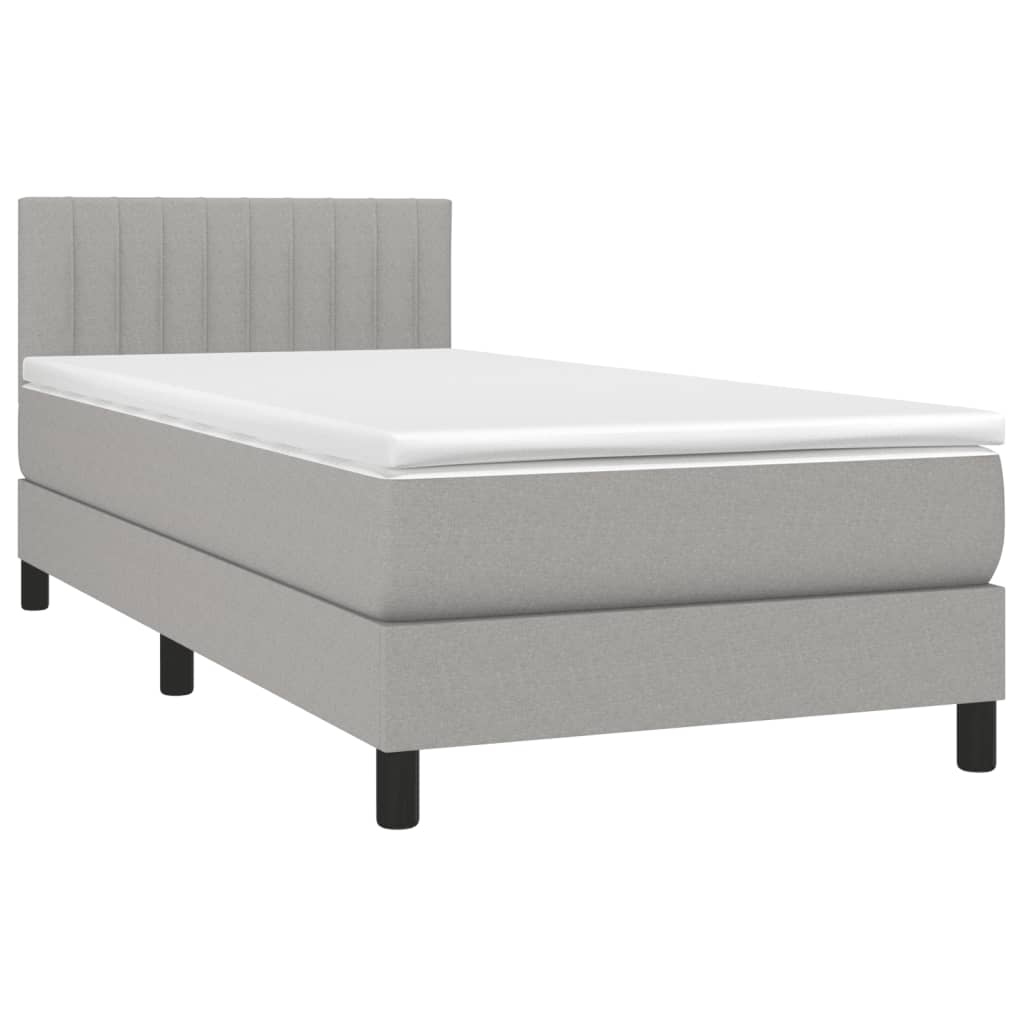 vidaXL Boxspringbett mit Matratze Hellgrau 100x200 cm Stoff