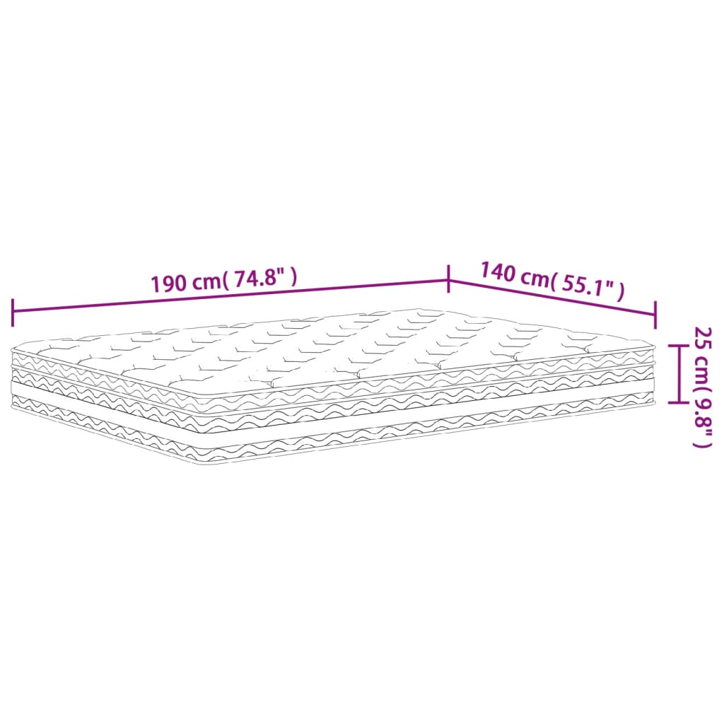 vidaXL Matratze Taschenfederkern Mittel 140x190 cm