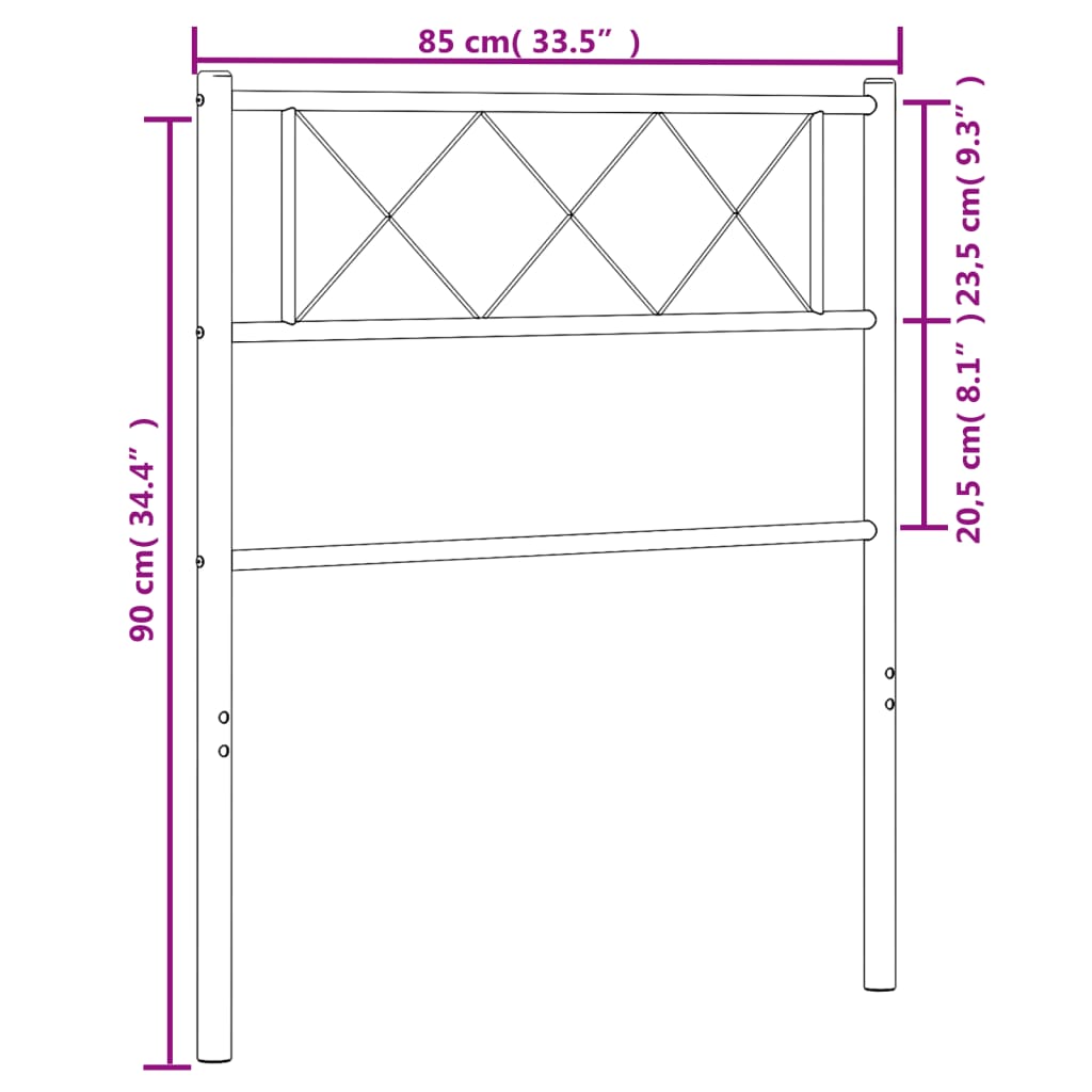 vidaXL Kopfteil Metall Schwarz 80 cm