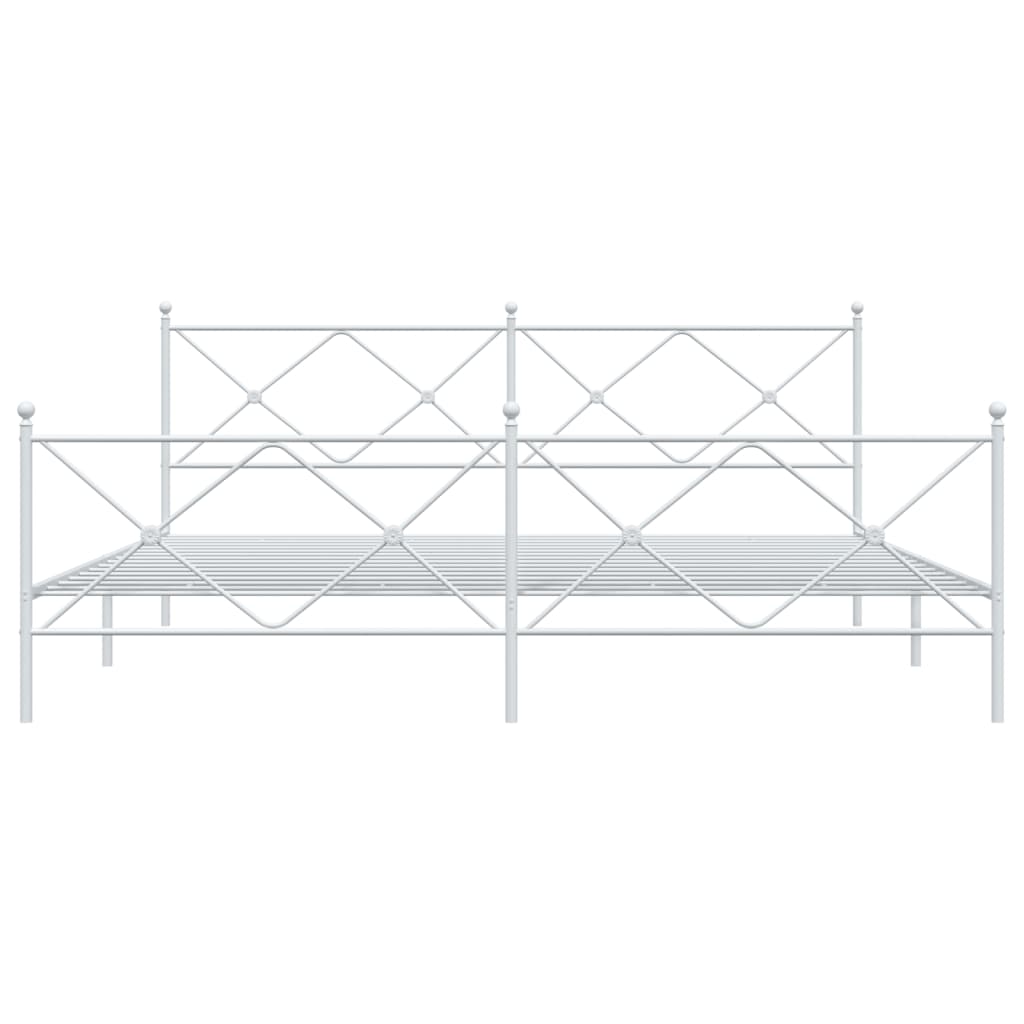 vidaXL Bettgestell mit Kopf- und Fußteil Metall Weiß 200x200 cm