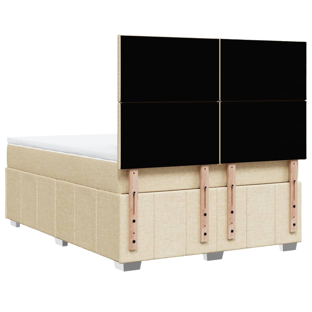 vidaXL Boxspringbett mit Matratze Creme 160x200 cm Stoff