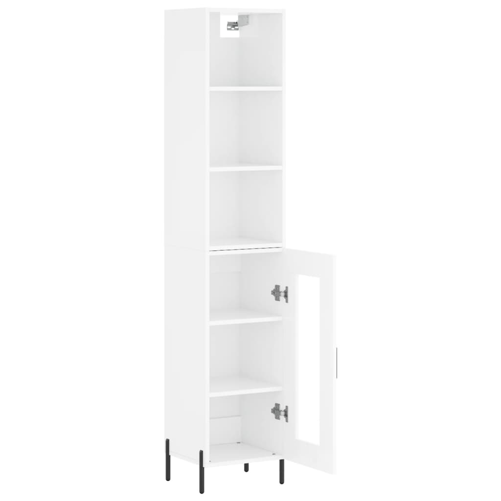 vidaXL Highboard Hochglanz-Weiß 34,5x34x180 cm Holzwerkstoff