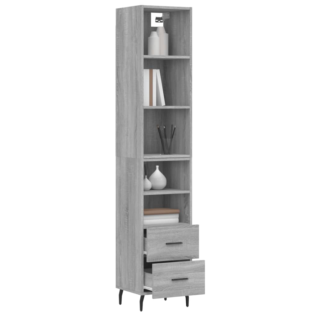 vidaXL Highboard Grau Sonoma 34,5x34x180 cm Holzwerkstoff