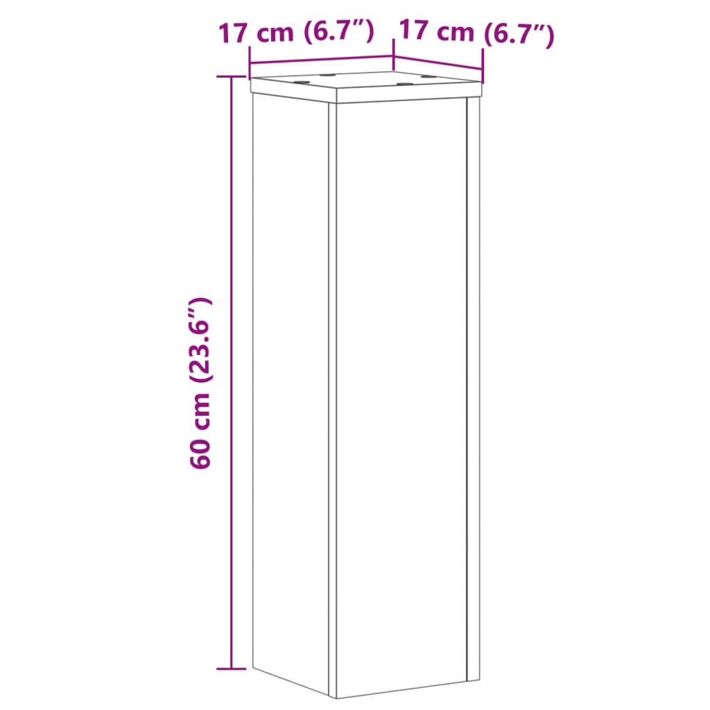 vidaXL Pflanzenständer 2 Stk. Weiß 17x17x60 cm Holzwerkstoff