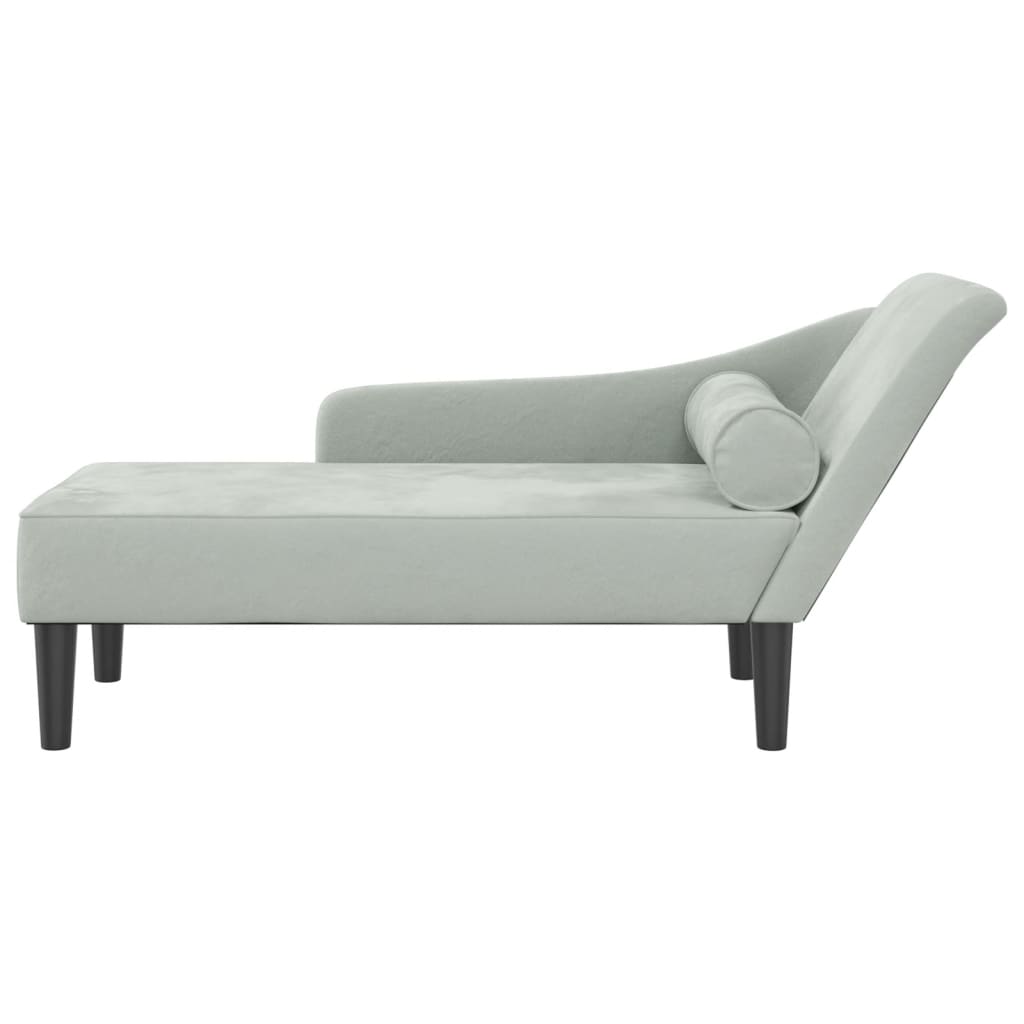 vidaXL Chaiselongue mit Kissen Hellgrau Samt