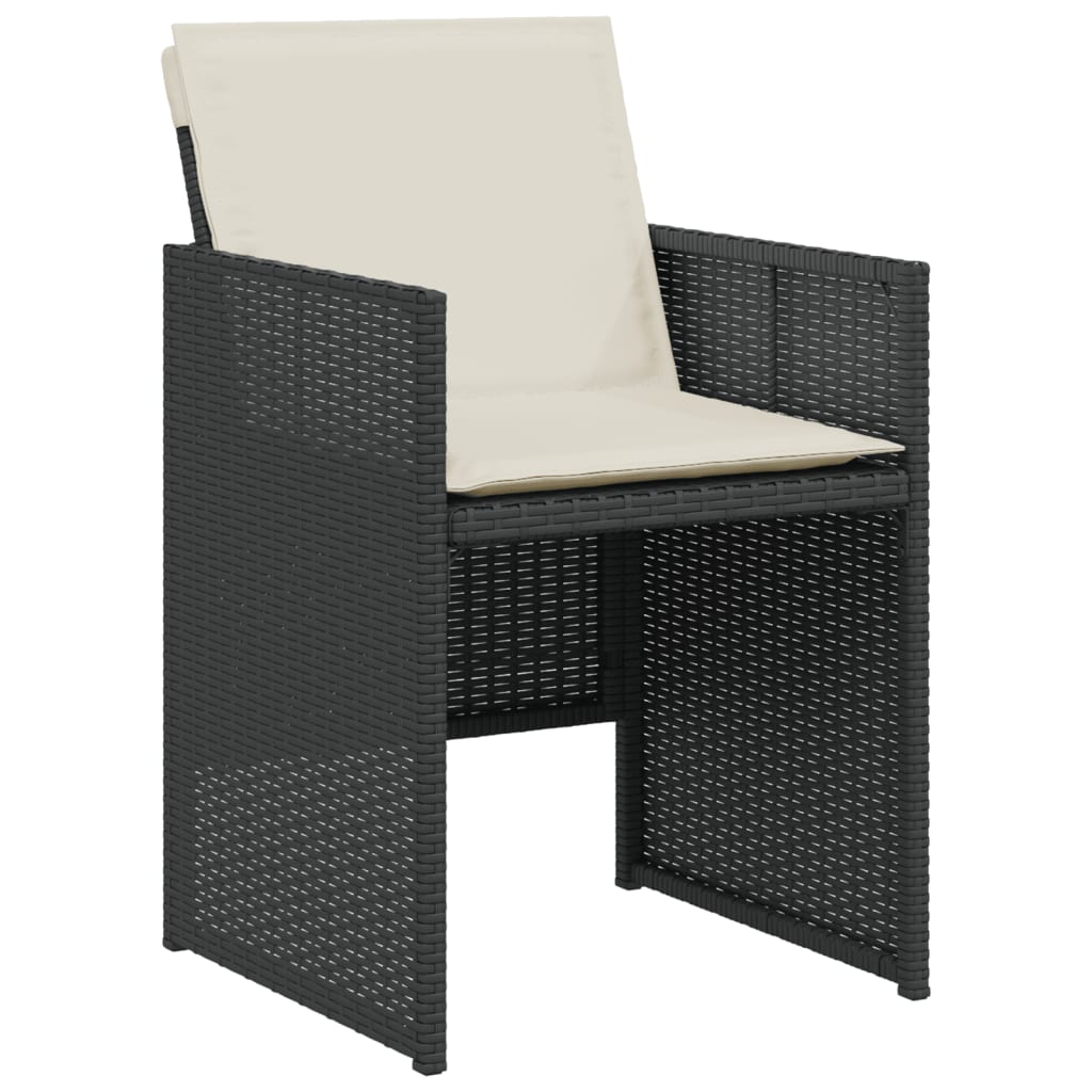 vidaXL 3-tlg. Bistro-Set mit Kissen Schwarz Poly Rattan