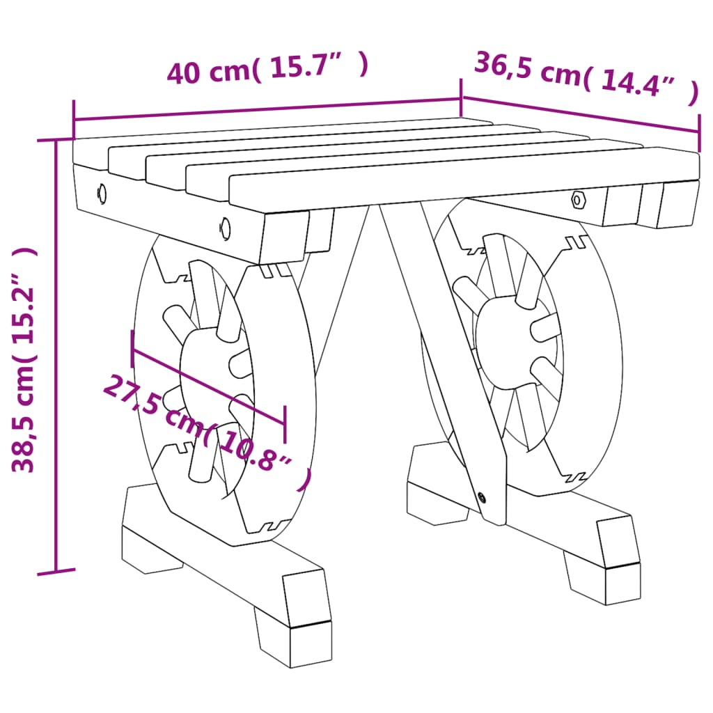 vidaXL Garten-Fußhocker 40x36,5x38,5 cm Massivholz Tanne