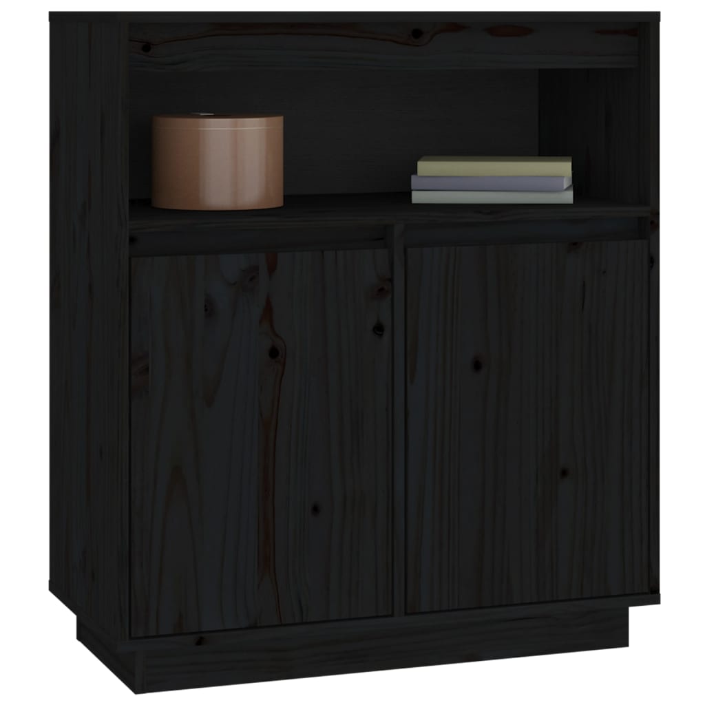 vidaXL Sideboard Schwarz 70x34x80 cm Massivholz Kiefer