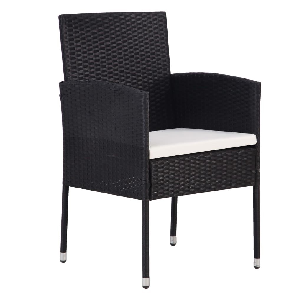 vidaXL 9-tlg. Garten-Essgruppe Poly Rattan Schwarz