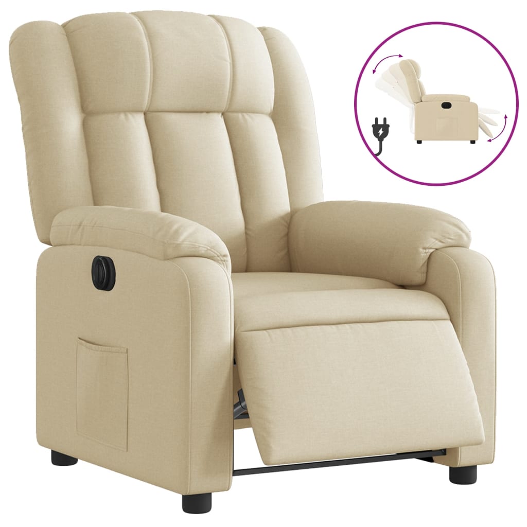 vidaXL Relaxsessel Elektrisch Creme Stoff