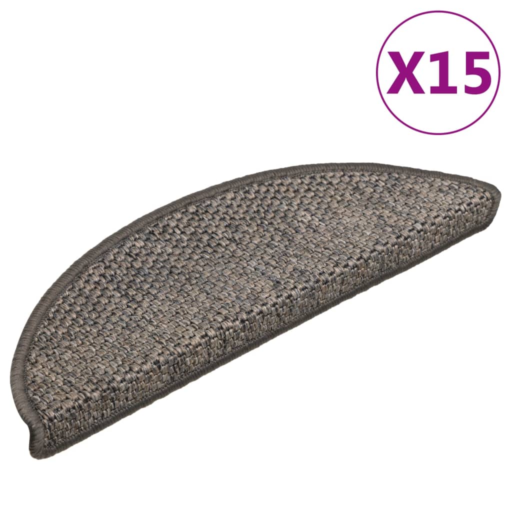 vidaXL Treppenmatten Selbstklebend Sisal-Look 15 Stk 56x17x3 Hellbraun