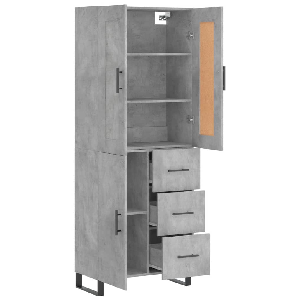 vidaXL Highboard Betongrau 69,5x34x180 cm Holzwerkstoff