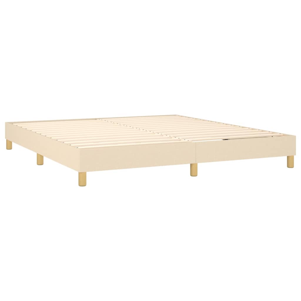 vidaXL Boxspringbett mit Matratze Creme 160x200 cm Stoff