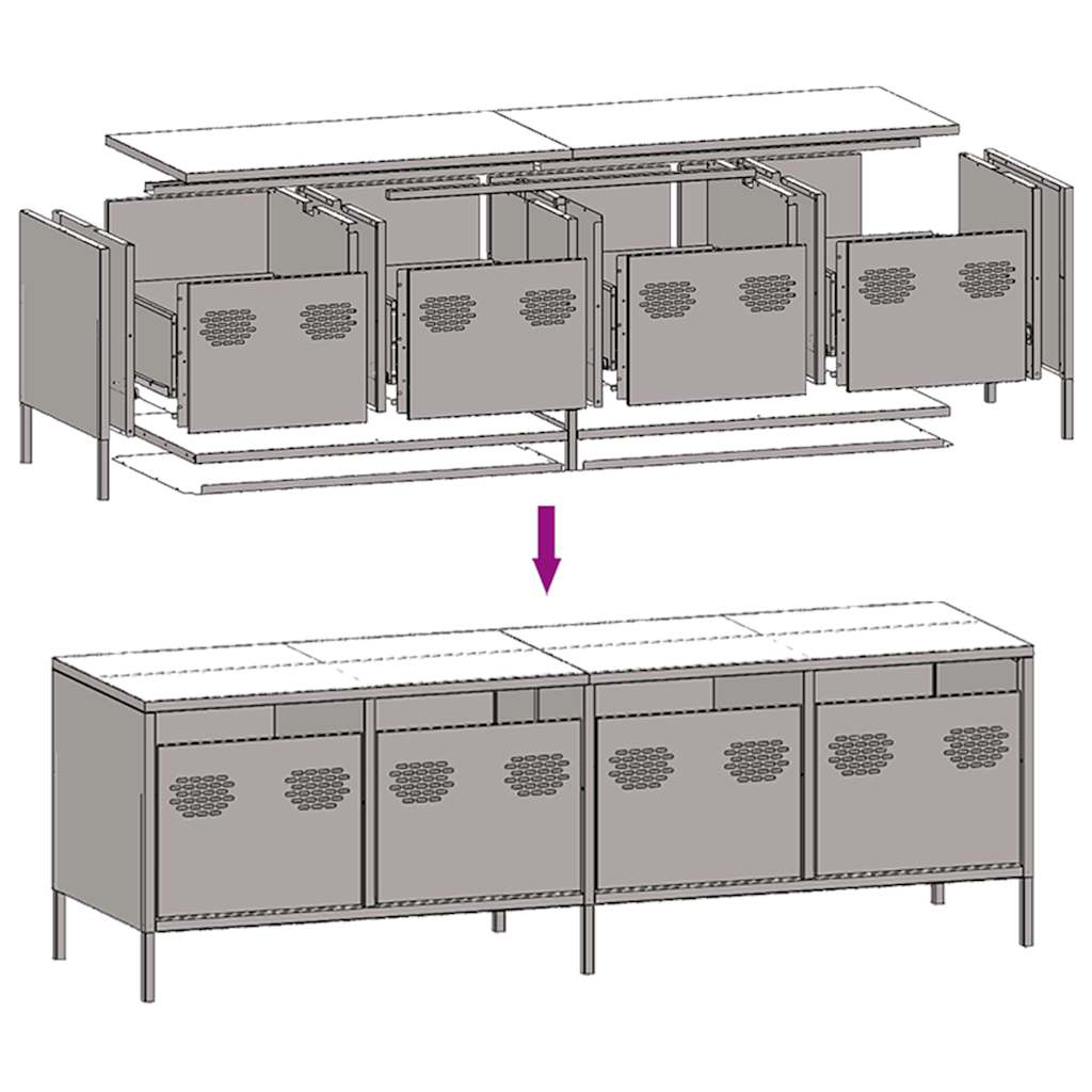 vidaXL TV-Schrank Senfgelb 135x39x43,5 cm Kaltgewalzter Stahl