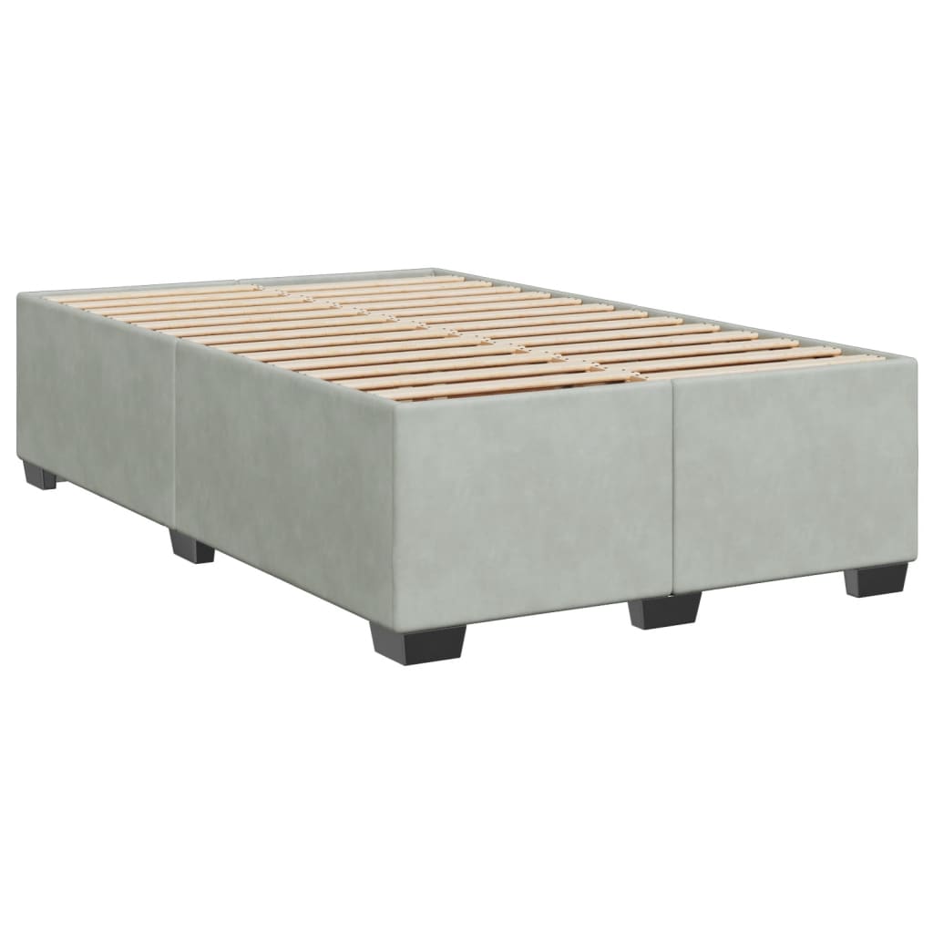 vidaXL Boxspringbett mit Matratze Hellgrau 120x200 cm Samt