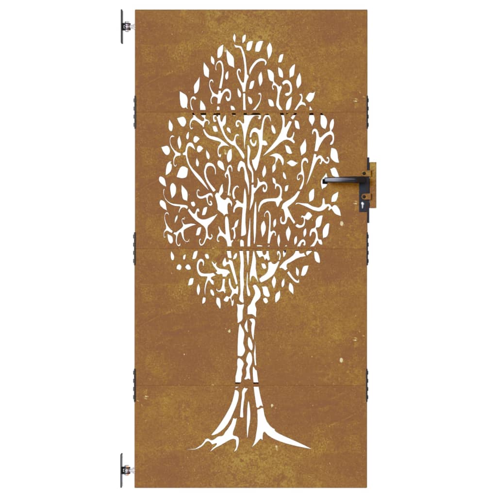 vidaXL Gartentor 85x200 cm Cortenstahl Baum-Design