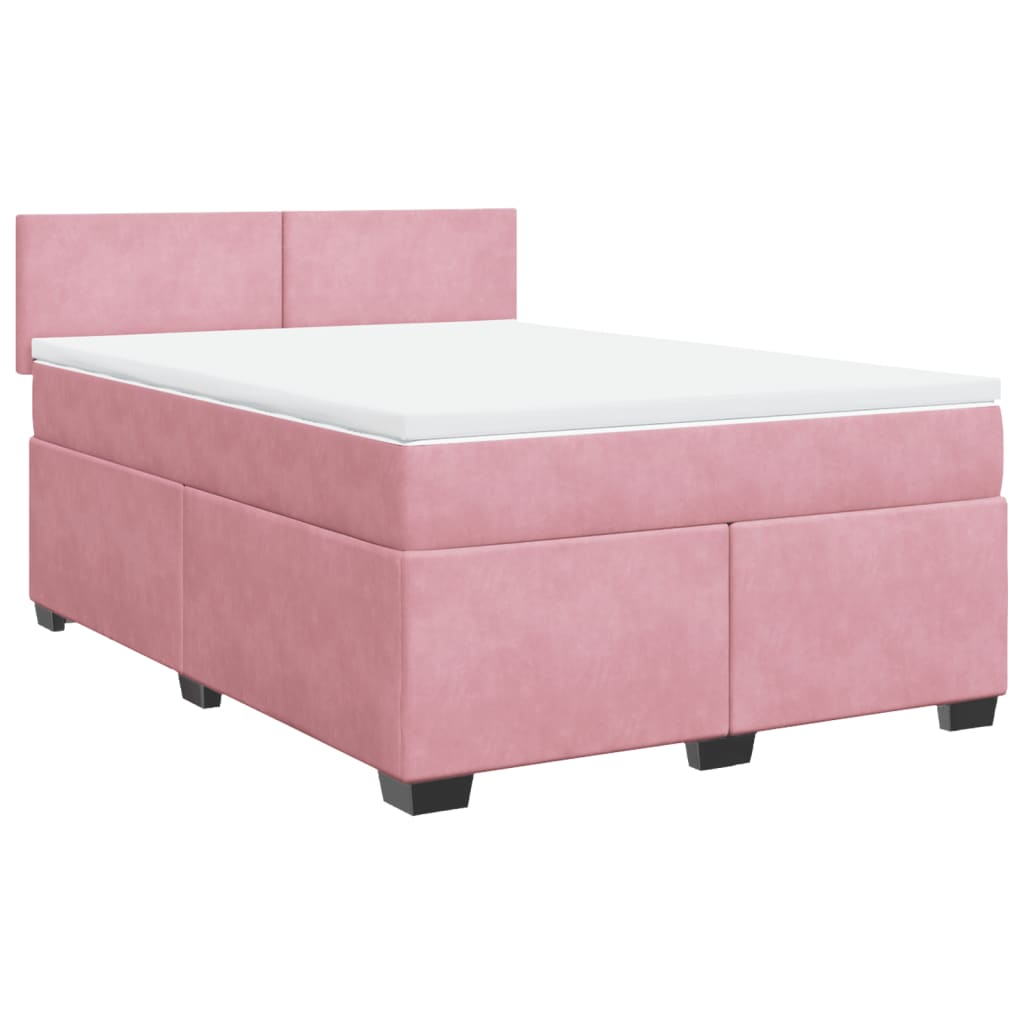 vidaXL Boxspringbett mit Matratze Rosa 140x200 cm Samt