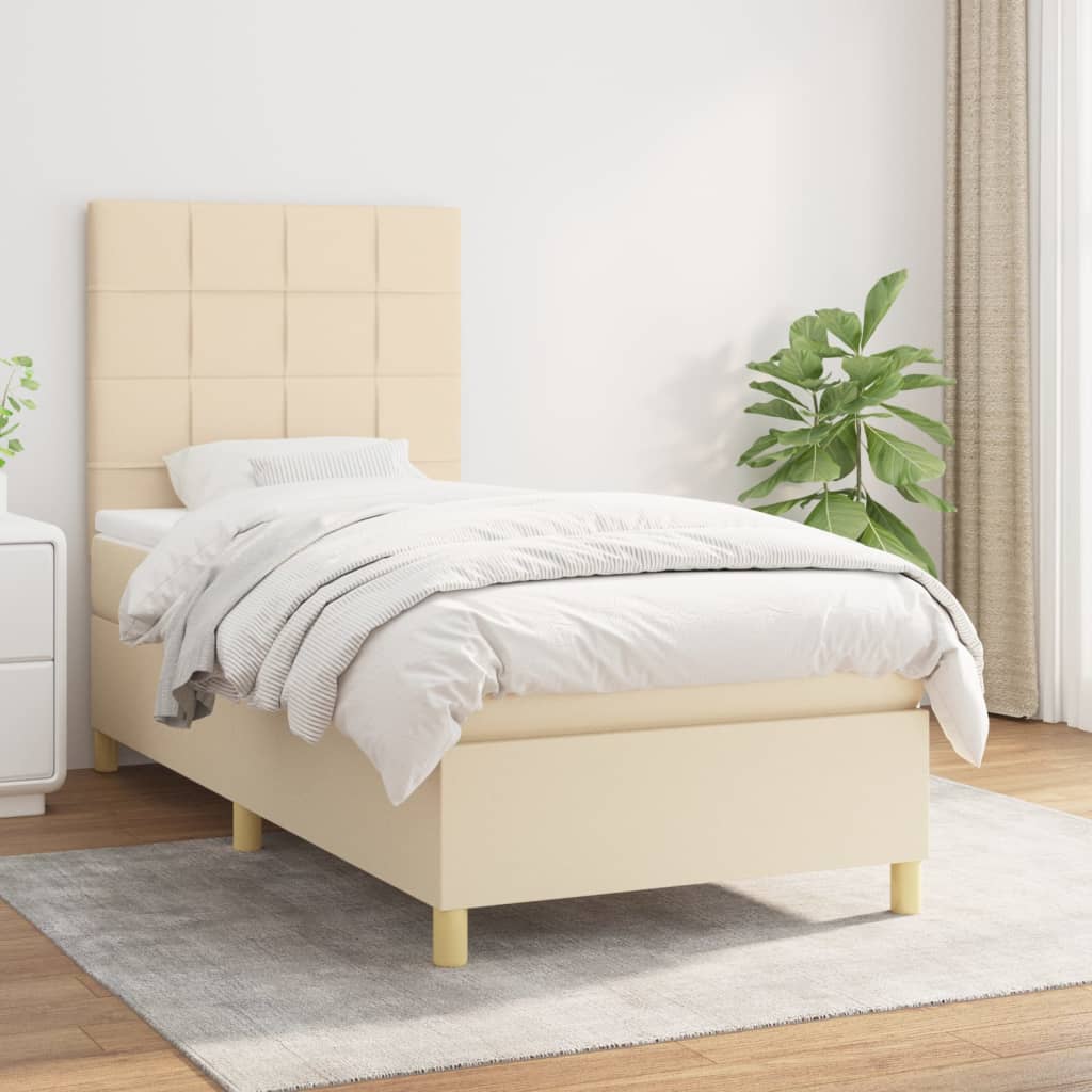 vidaXL Boxspringbett mit Matratze Creme 80x200 cm Stoff