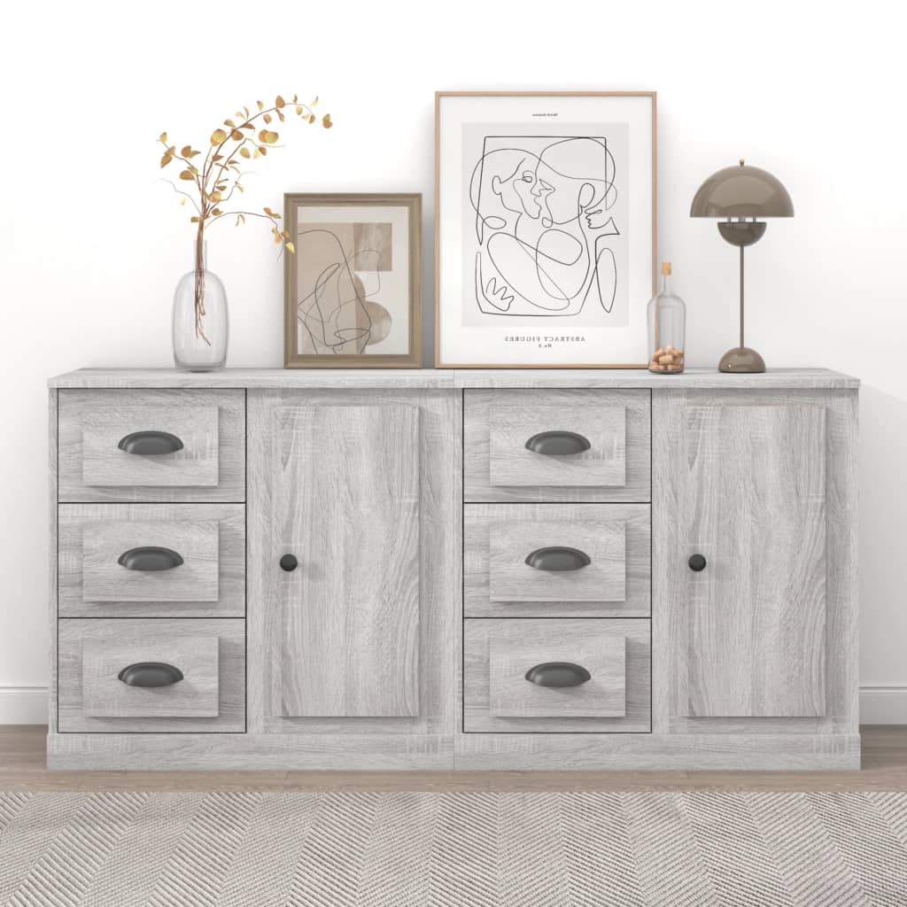 vidaXL Sideboards 2 Stk. Grau Sonoma Holzwerkstoff