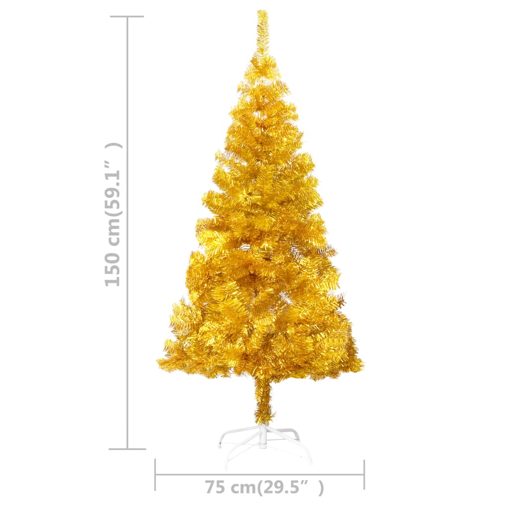 vidaXL Künstlicher Weihnachtsbaum Beleuchtung & Kugeln Gold 150 cm PET