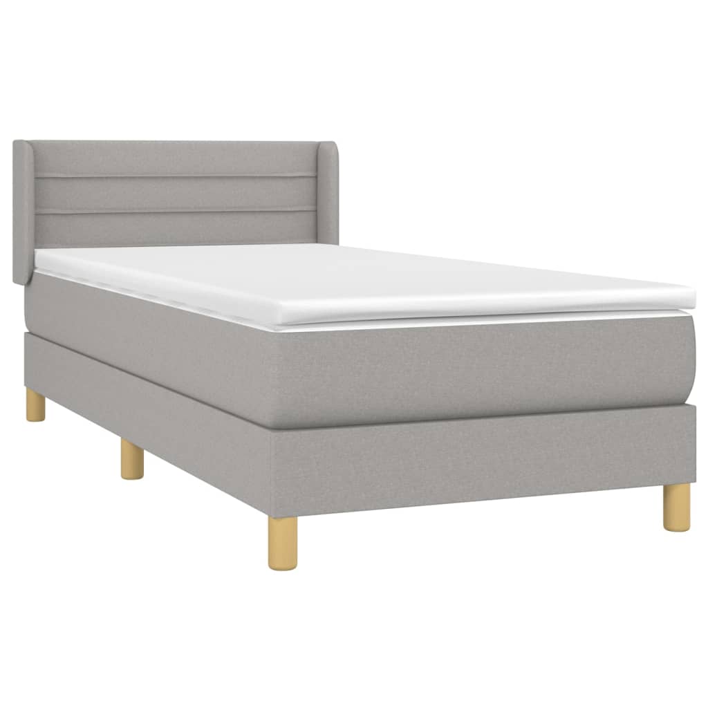 vidaXL Boxspringbett mit Matratze Hellgrau 90x190 cm Stoff