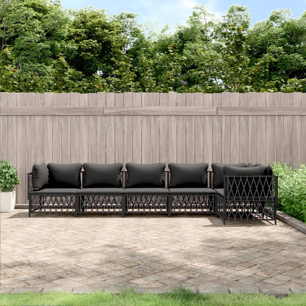 vidaXL 6-tlg. Garten-Lounge-Set mit Kissen Anthrazit Stahl