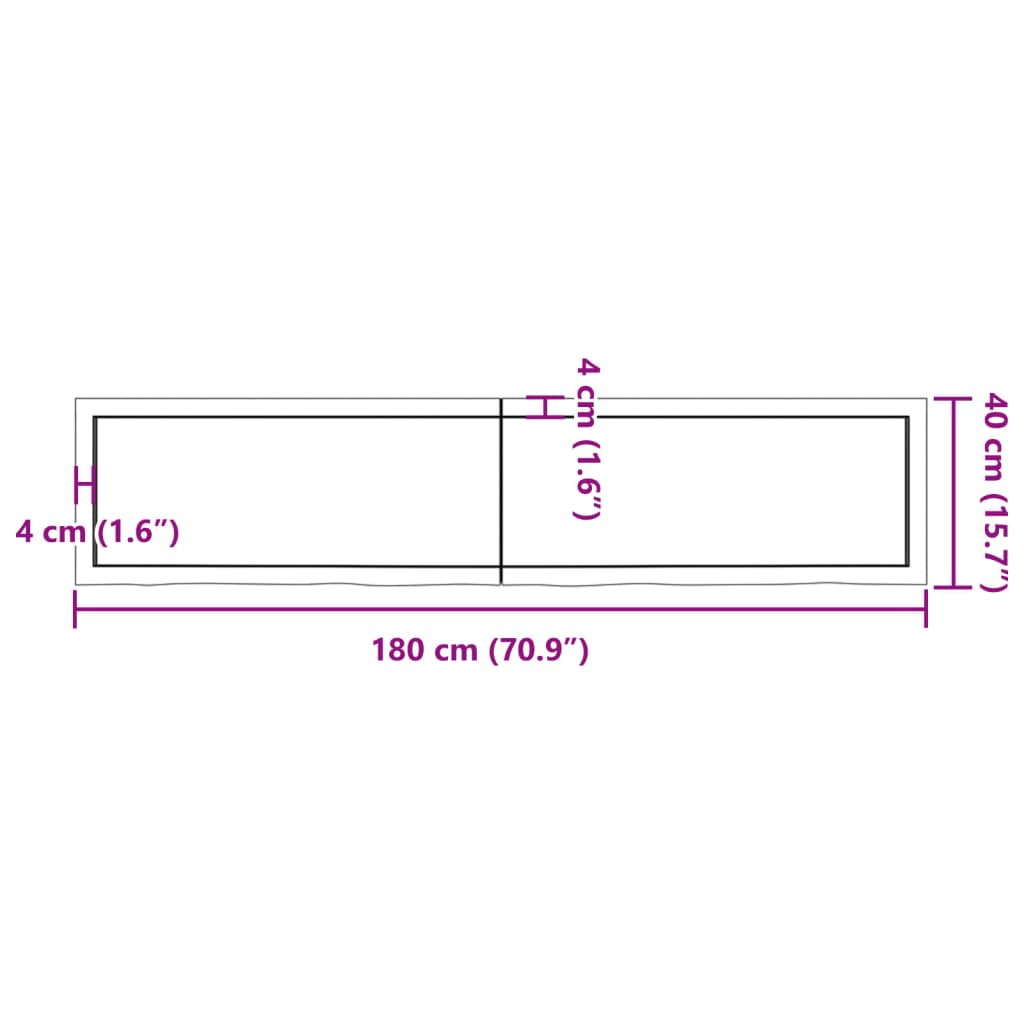 vidaXL Waschtischplatte Dunkelbraun 180x40x(2-4)cm Massivholz