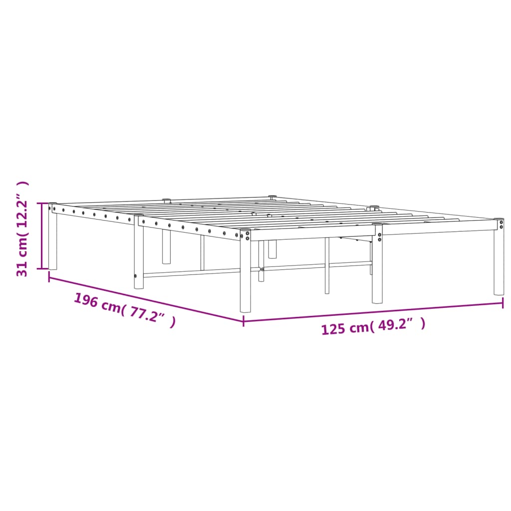 vidaXL Bettgestell Metall Schwarz 120x190 cm