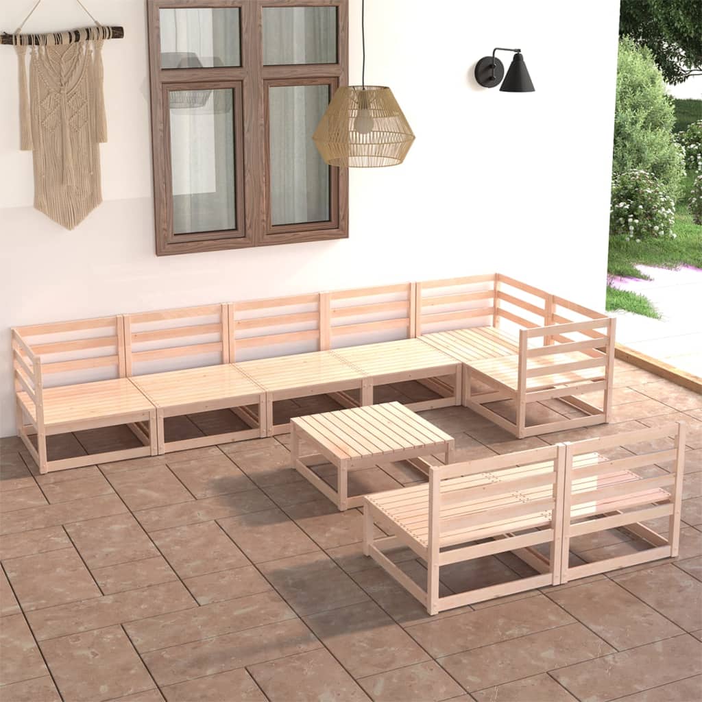 vidaXL 9-tlg. Garten-Lounge-Set Massivholz Kiefer