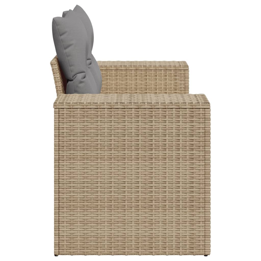 vidaXL Gartensofa mit Kissen 2-Sitzer Beige Poly Rattan