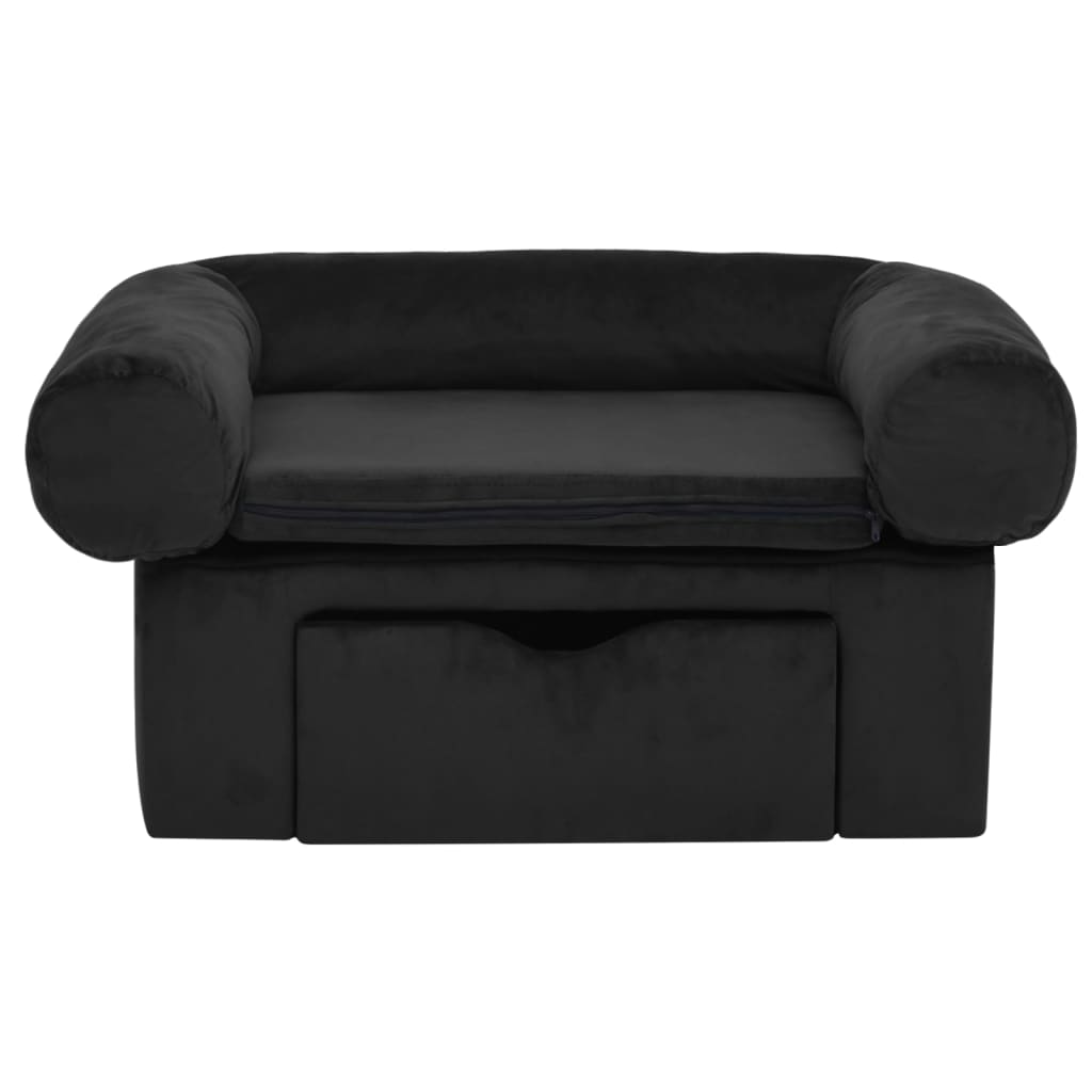 vidaXL Hundesofa mit Schublade Schwarz 75x50x38 cm Plüsch