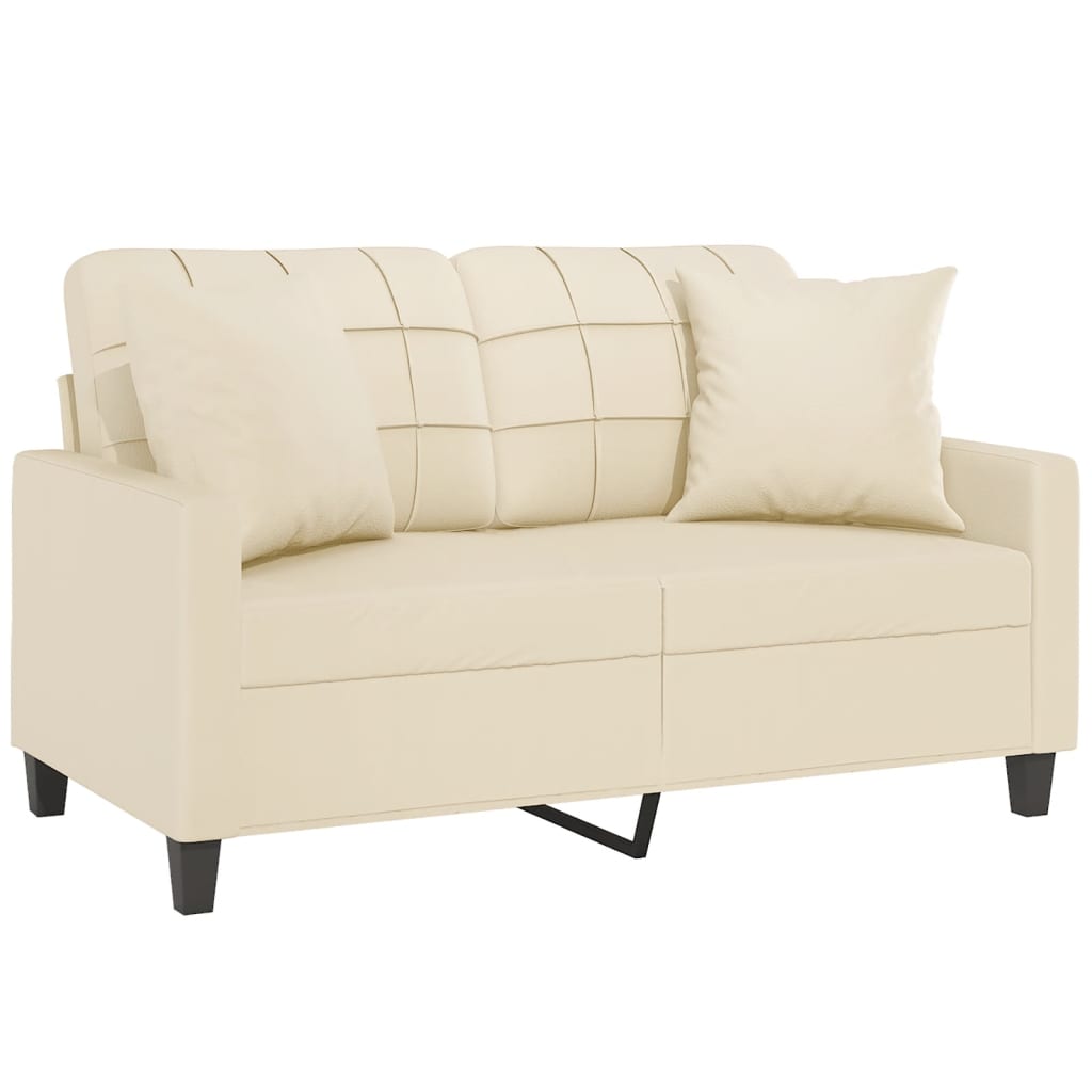 vidaXL 2-Sitzer-Sofa mit Zierkissen Creme 120 cm Kunstleder