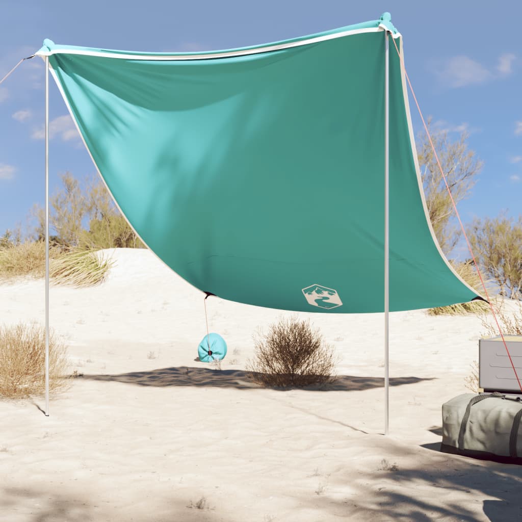 vidaXL Strand-Schattenzelt mit Sandsäcken Grün 214x236 cm