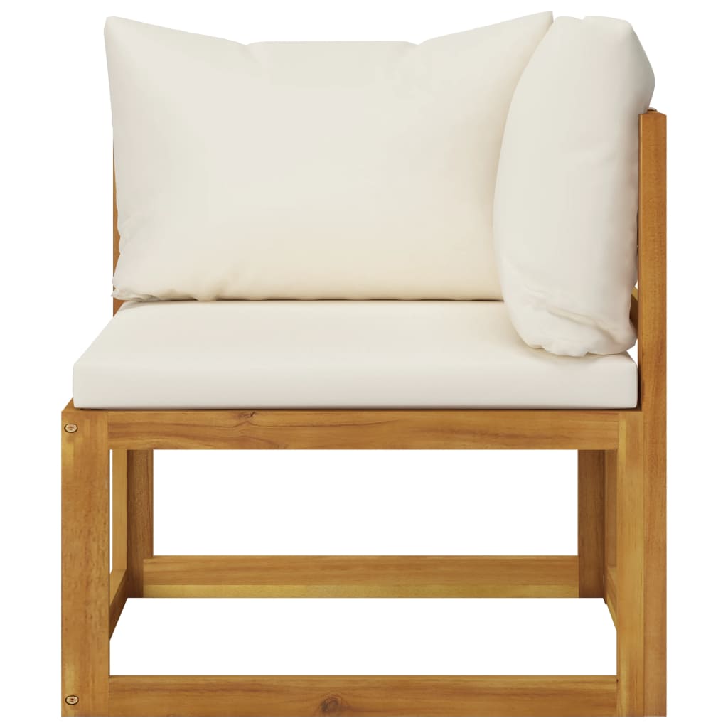 vidaXL 6-tlg. Garten-Lounge-Set mit Auflagen Creme Massivholz Akazie