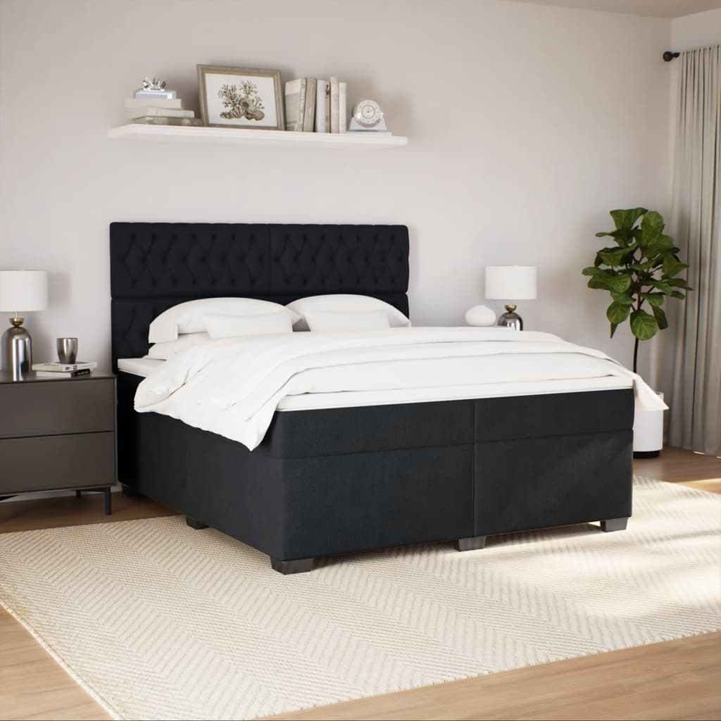 vidaXL Boxspringbett mit Matratze Schwarz 200x200 cm Samt