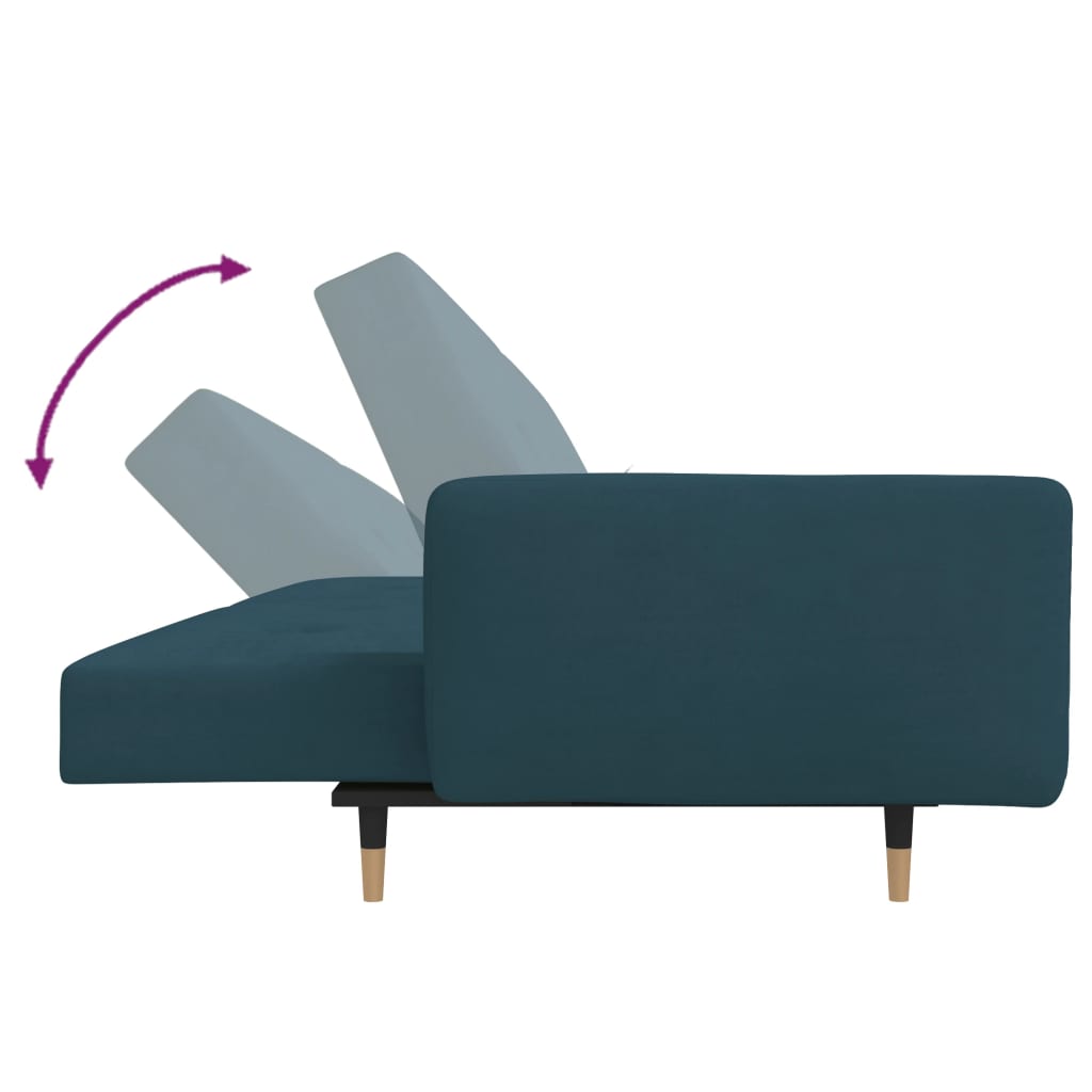 vidaXL Schlafsofa 2-Sitzer mit 2 Kissen Blau Samt