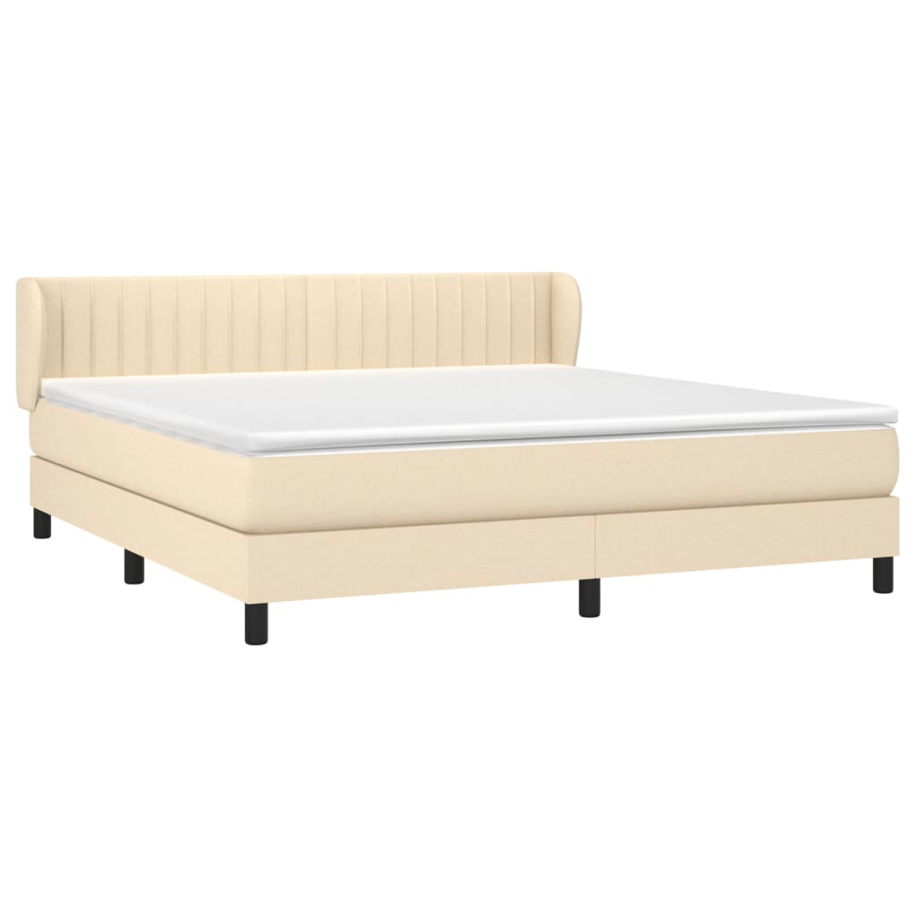 vidaXL Boxspringbett mit Matratze Creme 160x200 cm Stoff