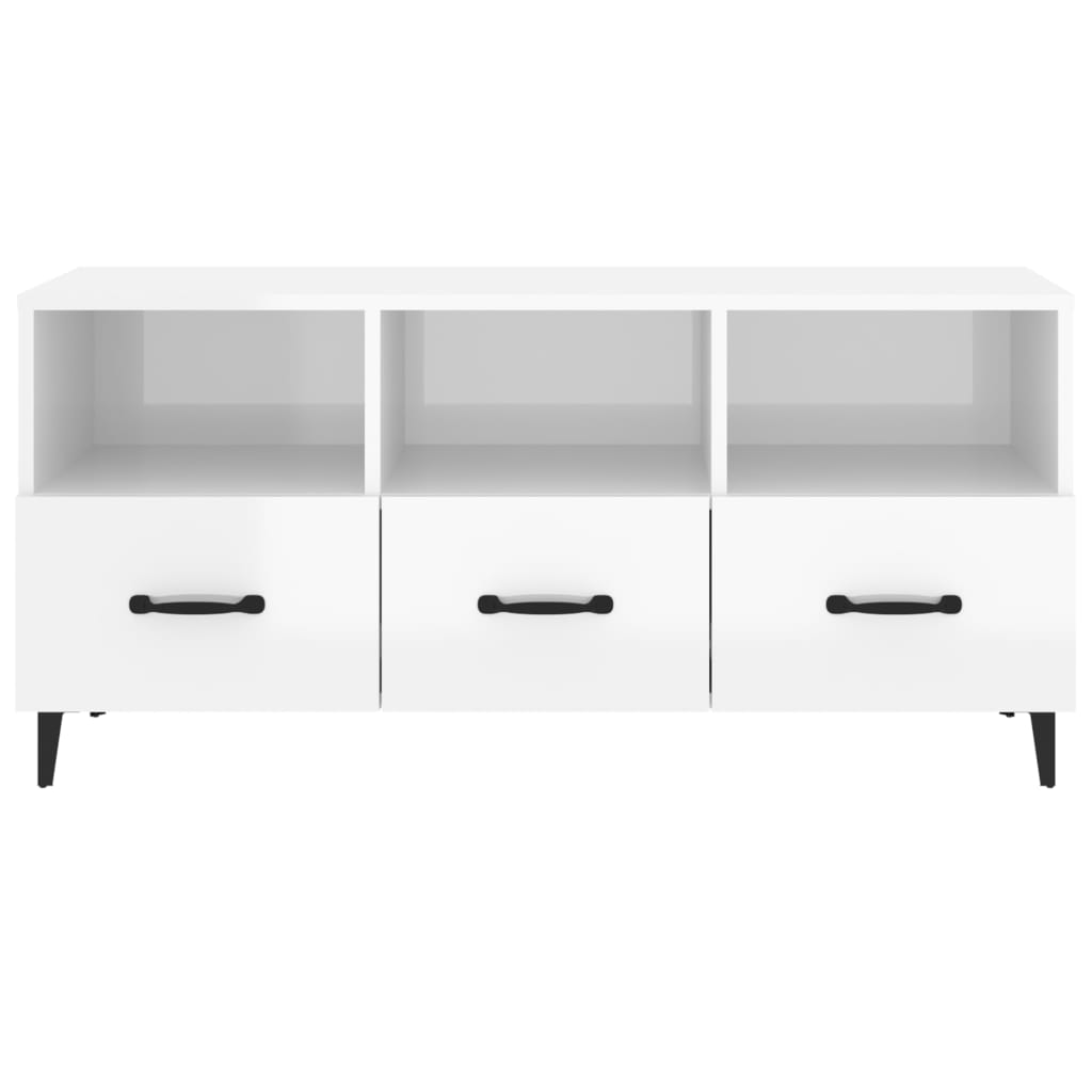 vidaXL TV-Schrank Hochglanz-Weiß 102x35x50 cm Holzwerkstoff