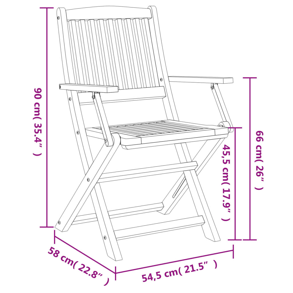 vidaXL Gartenstühle 4 Stk. Klappbar 57,5x54,5x90 cm Massivholz Akazie