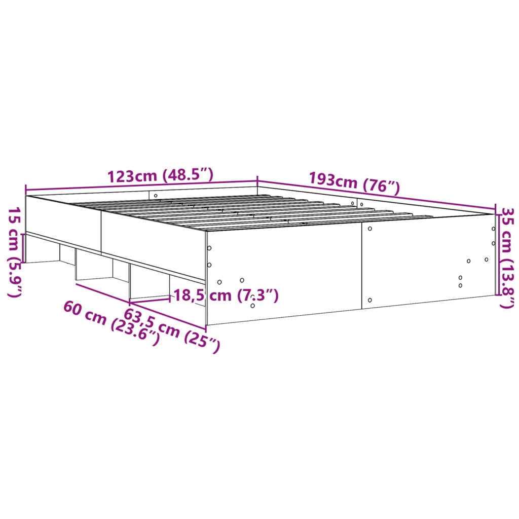 vidaXL Bettgestell Weiß 120x190 cm Holzwerkstoff