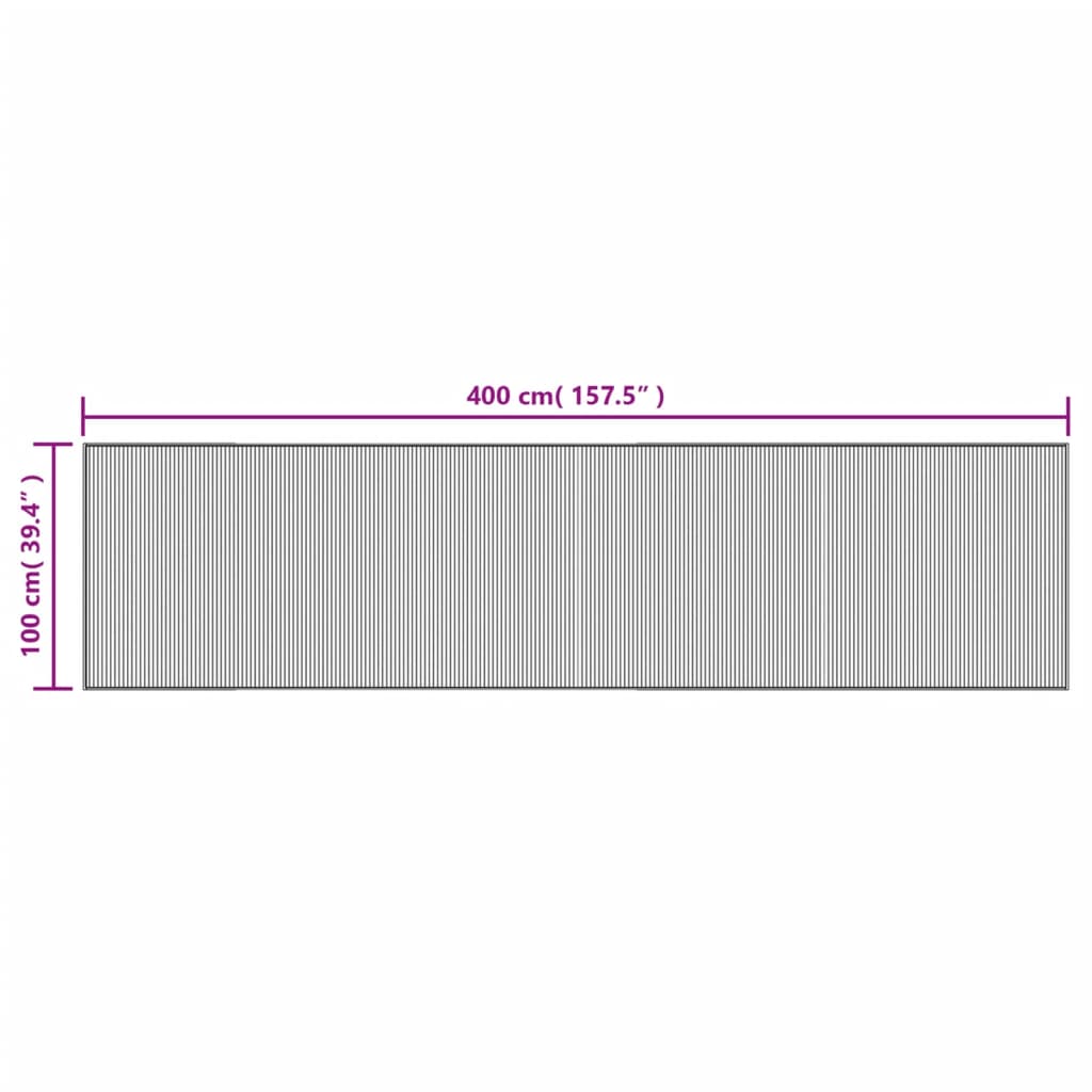 vidaXL Teppich Rechteckig Braun 100x400 cm Bambus