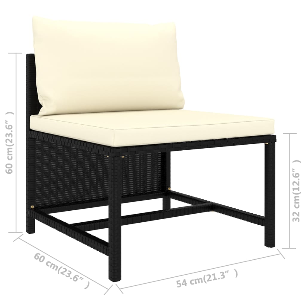 vidaXL 8-tlg. Garten-Lounge-Set mit Kissen Poly Rattan Schwarz