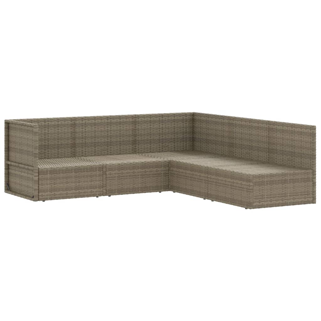 vidaXL 5-tlg. Garten-Lounge-Set mit Kissen Grau Poly Rattan