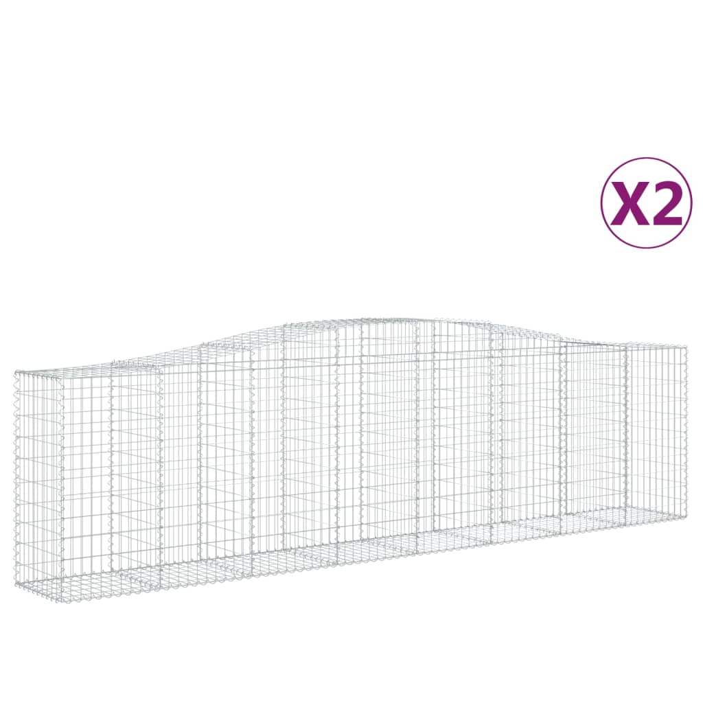 vidaXL Gabionen mit Hochbogen 2 Stk. 400x50x100/120cm Verzinktes Eisen