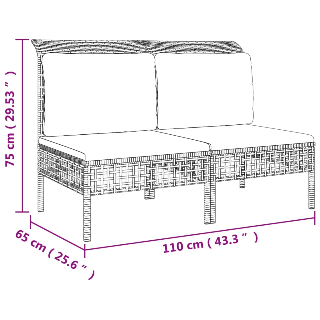 vidaXL 6-tlg. Garten-Lounge-Set mit Kissen Grau Poly Rattan