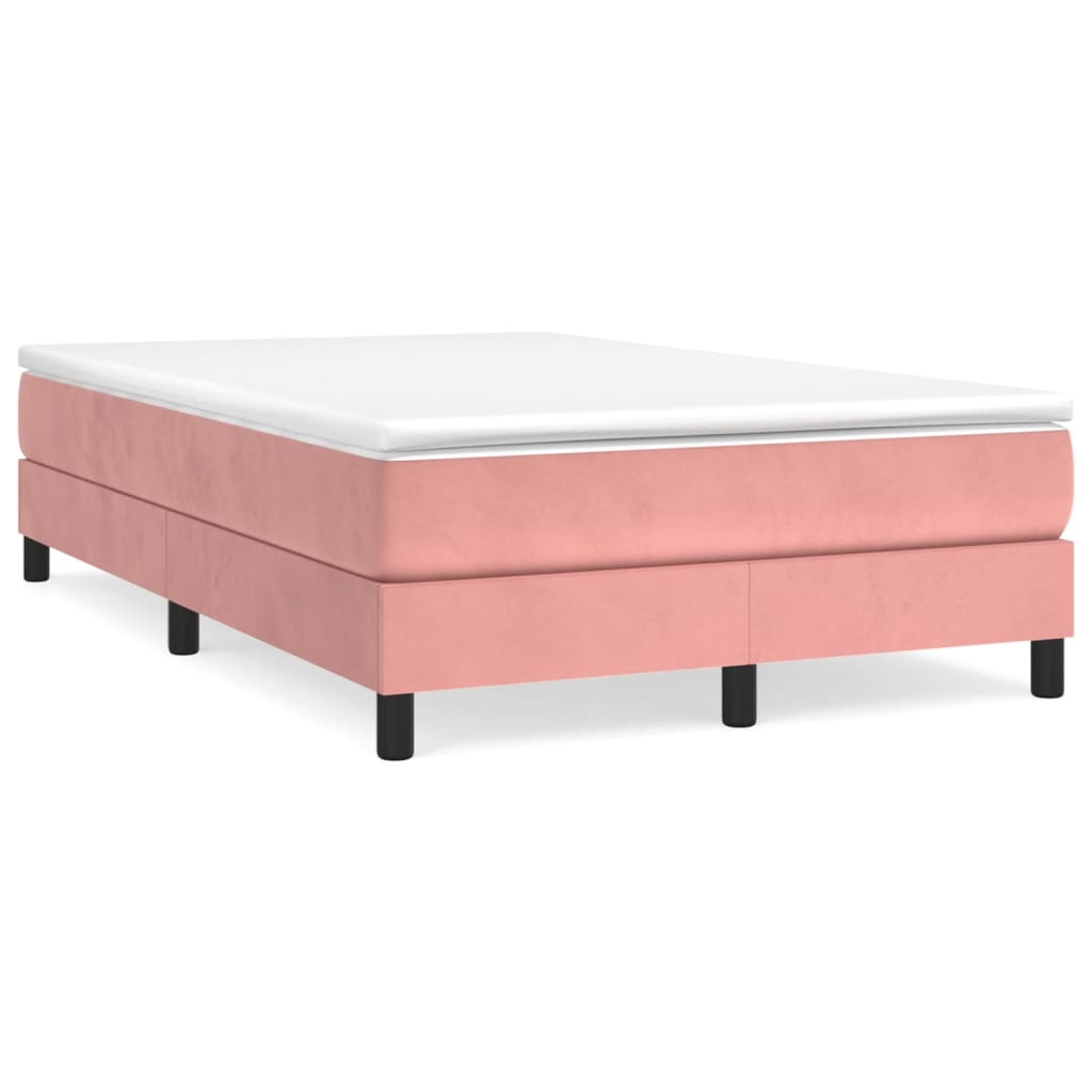 vidaXL Boxspringbett mit Matratze Rosa 120x190 cm Samt