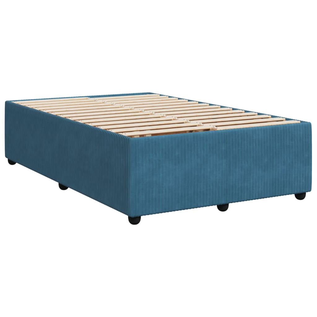 vidaXL Boxspringbett mit Matratze Dunkelblau 120x190 cm Samt